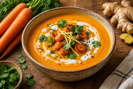 Roasted Carrot & Ginger Soup with Coconut
