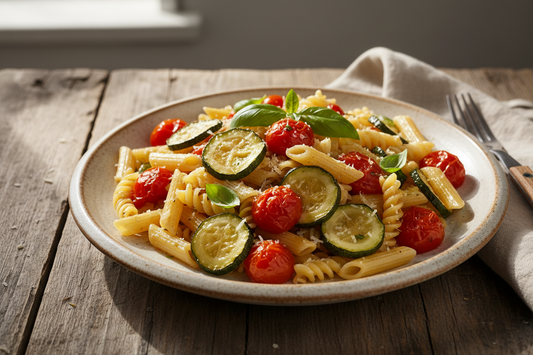Roasted Zucchini & Tomato Pasta